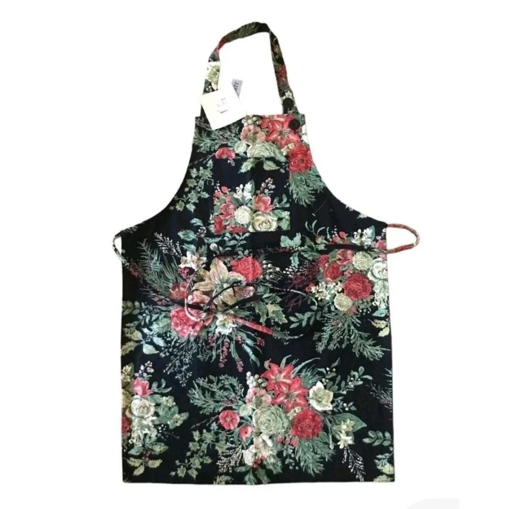 April Cornell Bib Apron Merry Black Country Cottage NEW WITH TAGS